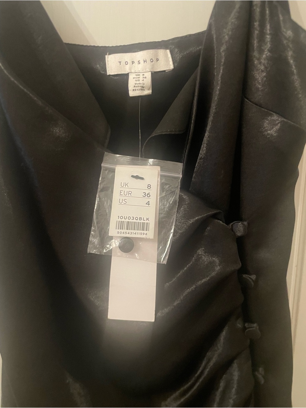 Topshop Black Satin Dress NWT size 4